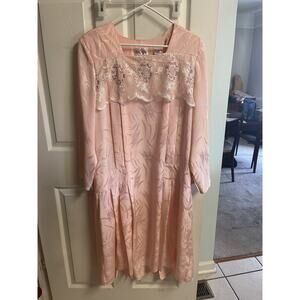 VNT 80s Nilani Dress Pink Delicate Floral Lace Romantic Victorian 38 Bust Med 6